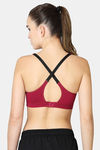 Vstar Cotton Padded Sports Bra - Plum Red — thumbnail 3
